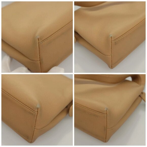 CHANEL Matelasse Shoulder Bag Grained Calf Skin Beige Gold CC Auth BA4516 - Picture 14 of 16